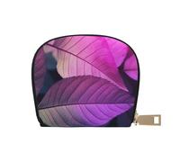 AABSTBFM Purple Leaves Printed Card Holder Wallet, Pu Leather Card Case Organizer Bag for Men Women