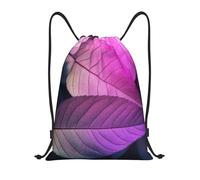 AABSTBFM Purple Leaves Printed Lightweight Drawstring Backpack | S - String Backpack Bags For Gym, Travel, Shopping, School