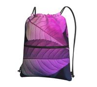 AABSTBFM Purple Leaves Printed Outdoor Drawstring Backpack Lightweight String Backpack Bags for Sports, Gym, Travel, Shopping, School