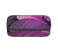 AABSTBFM Purple Leaves Printed Pencil Case Cute High Capacity Pen Pencil Pouch Bag with Zipper for School, Office, and Travel