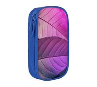 AABSTBFM Purple Leaves Printed Pencil Case Large Capacity Compartment Pencil Pen Pouch Bag with Zipper for School Office Travel, Blue