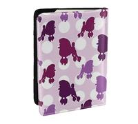 AABSTBFM Purple Poodle Polka Dot Printed Passport Holder 6.5 in, Leather Travel Passport Cover Card Case Wallet for Women Men