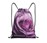AABSTBFM purple wet roses Printed Lightweight Drawstring Backpack | M - String Backpack Bags For Gym, Travel, Shopping, School