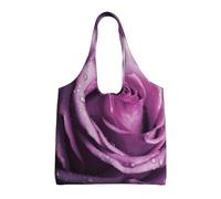 AABSTBFM purple wet roses Printed Womens Tote Bags Shopping Bags, Reusable Canvas Shoulder Grocery Bags Shopper Handbag Toy Bag for Work School Travel Beach