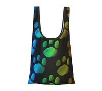 AABSTBFM Rainbow Dog Cat Paw Printed Foldable Shopping Bag- Reusable Waterproof Grocery Bag Large Tote Bag Shopper Handbag Beach Bag