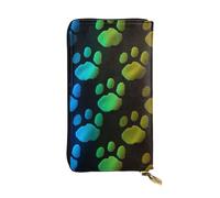AABSTBFM Rainbow Dog Cat Paw Printed Leather Wallet for Women Men Zipper Purse Clutch Bag Long Wallet Card Holder