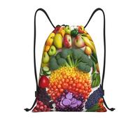 AABSTBFM rainbow vegetable and fruit Printed Lightweight Drawstring Backpack | S - String Backpack Bags For Gym, Travel, Shopping, School