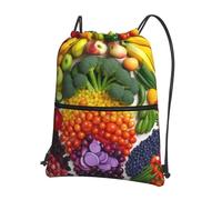 AABSTBFM rainbow vegetable and fruit Printed Outdoor Drawstring Backpack Lightweight String Backpack Bags for Sports, Gym, Travel, Shopping, School