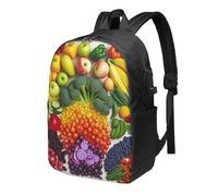 AABSTBFM rainbow vegetable and fruit Printed Travel Backpack 17 inch Laptop Bag School Bags for Men Women College School, With Usb Charging Port