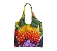 AABSTBFM rainbow vegetable and fruit Printed Womens Tote Bags Shopping Bags, Reusable Canvas Shoulder Grocery Bags Shopper Handbag Toy Bag for Work School Travel Beach