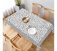 AABSTBFM Rectangular Tablecloth 228x152 Cm - Black And White Dot Printed Washable Table Cloth Waterproof Wrinkle Free Table Decoration Table Cover