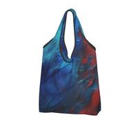 AABSTBFM red and blue texture Printed Foldable Shopping Bag 1 PCS, Reusable Waterproof Grocery Bag Large Tote Bag, Shopper Handbag, And Beach Bag