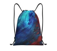 AABSTBFM red and blue texture Printed Lightweight Drawstring Backpack | S - String Backpack Bags For Gym, Travel, Shopping, School