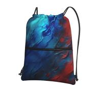 AABSTBFM red and blue texture Printed Outdoor Drawstring Backpack Lightweight String Backpack Bags for Sports, Gym, Travel, Shopping, School
