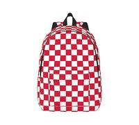 AABSTBFM Red Checkered White Squares Travel Laptop Backpack For Women And Men, Sports Gym Backpack Bag School Bags For Kids Girls Boys,M