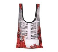 AABSTBFM Red Christmas Printed Foldable Shopping Bag- Reusable Waterproof Grocery Bag Large Tote Bag Shopper Handbag Beach Bag