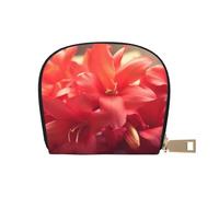 AABSTBFM Red Flower Petals Printed Card Holder Wallet, Pu Leather Card Case Organizer Bag for Men Women