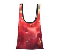 AABSTBFM Red Flower Petals Printed Foldable Shopping Bag- Reusable Waterproof Grocery Bag Large Tote Bag Shopper Handbag Beach Bag
