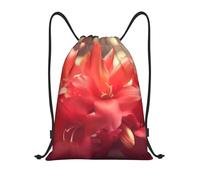 AABSTBFM Red Flower Petals Printed Lightweight Drawstring Backpack | M - String Backpack Bags For Gym, Travel, Shopping, School
