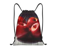 AABSTBFM Red fruit Printed Lightweight Drawstring Backpack | S - String Backpack Bags For Gym, Travel, Shopping, School