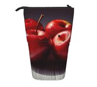 AABSTBFM Red Fruit Printed Pencil Case - Telescopic Standing Pen Bag and Makeup Pouch for School, Office, Travel