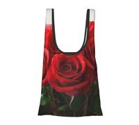 AABSTBFM Red Rose prin Printed Foldable Shopping Bag- Reusable Waterproof Grocery Bag Large Tote Bag Shopper Handbag Beach Bag
