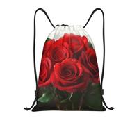 AABSTBFM Red Rose prin Printed Lightweight Drawstring Backpack | M - String Backpack Bags For Gym, Travel, Shopping, School