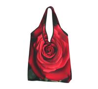 AABSTBFM Red Rose Printed Foldable Shopping Bag 3 PCS, Reusable Waterproof Grocery Bag Large Tote Bag, Shopper Handbag, And Beach Bag