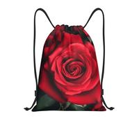 AABSTBFM Red Rose Printed Lightweight Drawstring Backpack | M - String Backpack Bags For Gym, Travel, Shopping, School