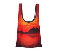 AABSTBFM Red Sun Printed Foldable Shopping Bag- Reusable Waterproof Grocery Bag Large Tote Bag Shopper Handbag Beach Bag