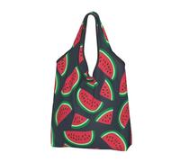 AABSTBFM Red Watermelon Printed Foldable Shopping Bag 3 Pcs - Reusable Waterproof Grocery Bag Large Tote Bag, Shopper Handbag, And Beach Bag