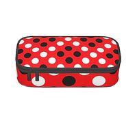 AABSTBFM Red White Polka Dot Printed Pencil Case Cute High Capacity Pen Pencil Pouch Bag with Zipper - Versatile and Durable for School, Office, and Travel