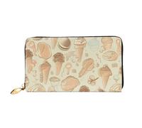 AABSTBFM Retro ice Cream Printed Leather Wallet for Women Men Zipper Purse Clutch Bag Long Wallet Card Holder
