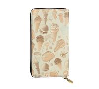 AABSTBFM Retro ice Cream Printed Leather Wallet for Women Men Zipper Purse Clutch Bag Long Wallet Card Holder