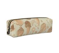 AABSTBFM Retro ice Cream Printed Square Pencil Case Cute Leather Gold Zipper Pen Pencil Pouch Bag for School, Office, and Travel