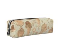 AABSTBFM Retro ice Cream Printed Square Pencil Case Cute Leather Silver Zipper Pen Pencil Pouch Bag for School, Office, and Travel