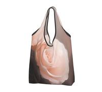 AABSTBFM Rose Color Blush and Black Printed Foldable Shopping Bag 3 PCS, Reusable Waterproof Grocery Bag Large Tote Bag, Shopper Handbag, And Beach Bag