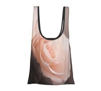 AABSTBFM Rose Color Blush and Black Printed Foldable Shopping Bag- Reusable Waterproof Grocery Bag Large Tote Bag Shopper Handbag Beach Bag