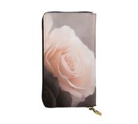 AABSTBFM Rose Color Blush and Black Printed Leather Wallet for Women Men Zipper Purse Clutch Bag Long Wallet Card Holder