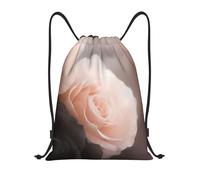 AABSTBFM Rose Color Blush and Black Printed Lightweight Drawstring Backpack | S - String Backpack Bags For Gym, Travel, Shopping, School