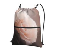 AABSTBFM Rose Color Blush and Black Printed Outdoor Drawstring Backpack Lightweight String Backpack Bags for Sports, Gym, Travel, Shopping, School