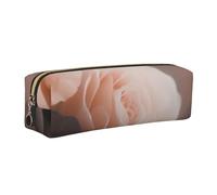 AABSTBFM Rose Color Blush and Black Printed Square Pencil Case Cute Leather Gold Zipper Pen Pencil Pouch Bag for School, Office, and Travel