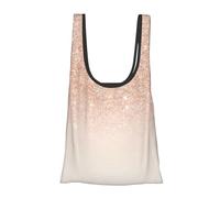 AABSTBFM Rose Gold Faux Glitter Printed Foldable Shopping Bag- Reusable Waterproof Grocery Bag Large Tote Bag, Shopper Handbag, And Beach Bag