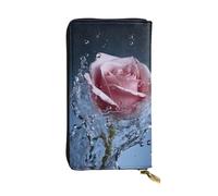 AABSTBFM Rose Made of Water Printed Leather Wallet for Women Men Zipper Purse Clutch Bag Long Wallet Card Holder