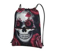 AABSTBFM Rose skull eyes Printed Outdoor Drawstring Backpack Lightweight String Backpack Bags for Sports, Gym, Travel, Shopping, School
