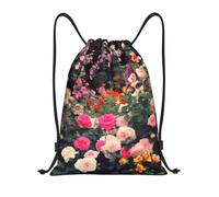 AABSTBFM Roses Garden Printed Lightweight Drawstring Backpack | S - String Backpack Bags For Gym, Travel, Shopping, School