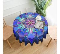AABSTBFM Round Tablecloth 60 Inch - Rectangle Mandala Printed Reusable Table Cloth Waterproof Wrinkle Free Table Decoration Table Cover 152x152 Cm