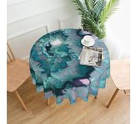AABSTBFM Round Tablecloth 60 Inch - Teal Agate Printed Reusable Table Cloth Waterproof Wrinkle Free Table Decoration Table Cover 152x152 Cm