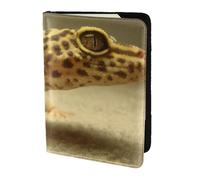 AABSTBFM Sand Leopard Gecko Printed Passport Holder 5.5 in, Leather Travel Passport Cover Card Case Wallet for Women Men