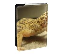 AABSTBFM Sand Leopard Gecko Printed Passport Holder 6.5 in, Leather Travel Passport Cover Card Case Wallet for Women Men